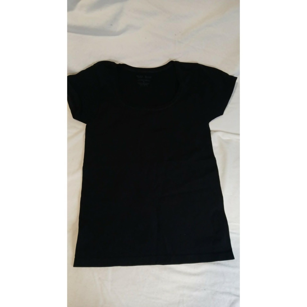 White House Black Market Womens Black Scoop Neck Stretchy Spandex Shirt Medium